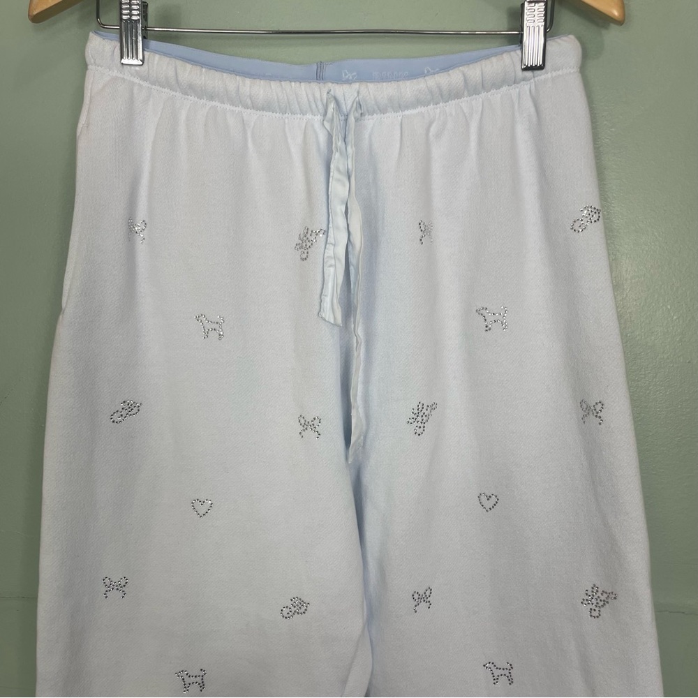 Victoria Secret Pink X LoveShackFancy Set Two Piece Sweatpants Hoodie Light Blue - Picture 3 of 16